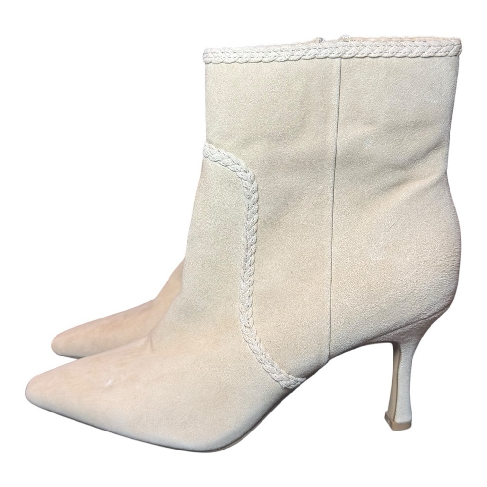 EXPRESS Taupe Suede Braided Ankle Booties Size 9 NWOT